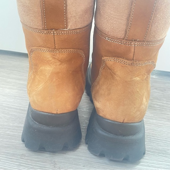 ALDO TAN SHERLING WOOL LACE UP BOOTS SIZE 39 MADE IN ITALY BLOCK HEELS - Picture 9 of 17